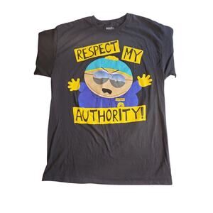 South Park Cop Cartman Respect My Authority T Shirt Black Mens Size L